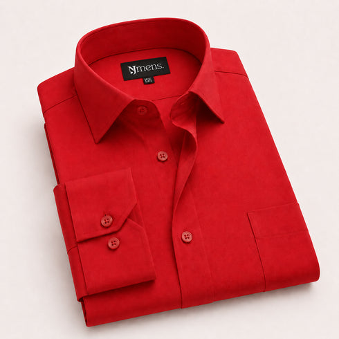 Red Cotton Formal Shirt for Men
