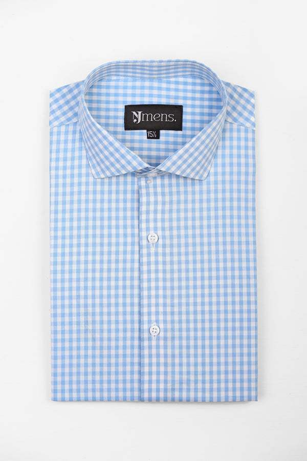 Blue & White Stripe Semi Formal Shirt