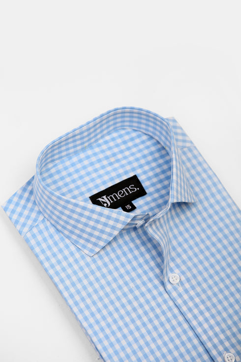 Blue & White Stripe Semi Formal Shirt