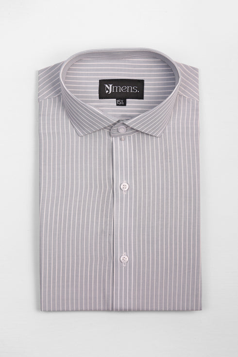Grey Stripe Semi Formal Shirt