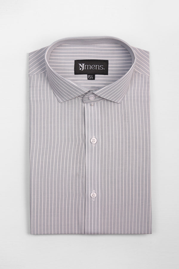 Grey Stripe Semi Formal Shirt
