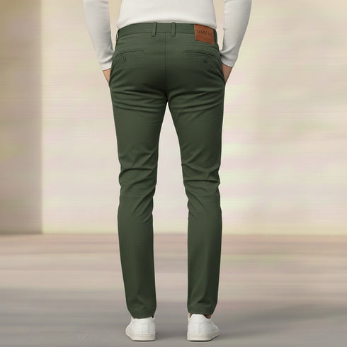 Cross Pocket Army Green Dress Pant