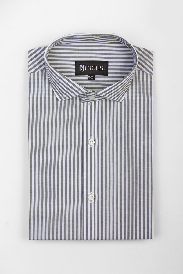 Grey & White Stripe Semi Formal Shirt