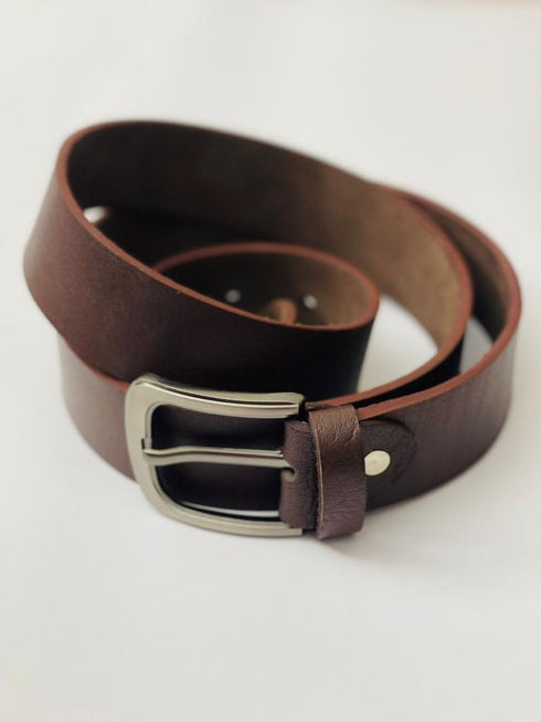 Brown Leather Dress Belt for Men
