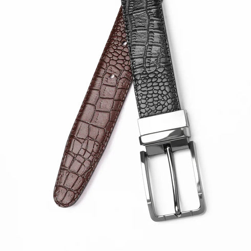 2-in-1 Reversible Leather Belt Crocodile Texture Art