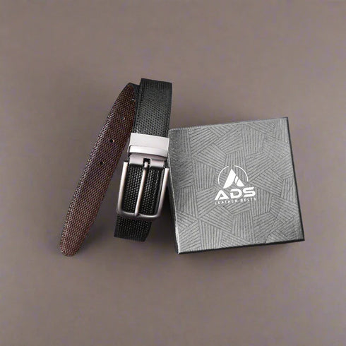 2-in-1 Reversible Leather Belt Needle Texture Art