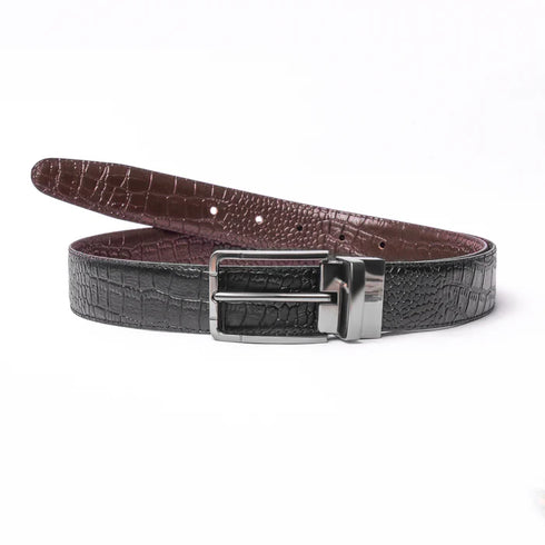 2-in-1 Reversible Leather Belt Crocodile Texture Art