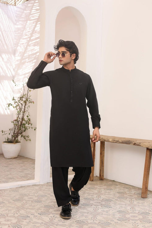 Black Wash & Wear Shalwar Kameez