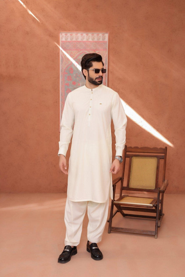 Cream Wash & Wear Shalwar Kameez
