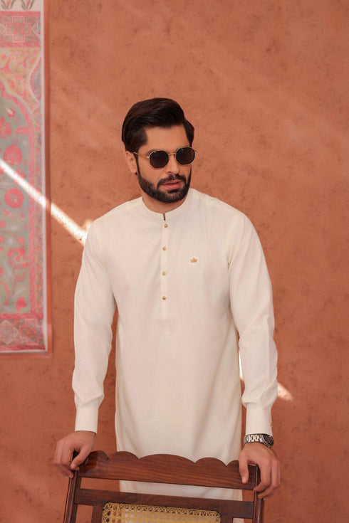 Cream Wash & Wear Shalwar Kameez