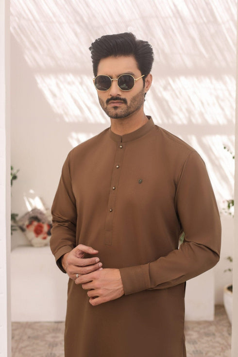 Brown Wash & Wear Shalwar Kameez