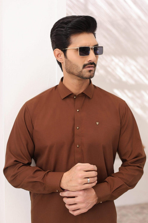 Brown Wash & Wear Shalwar Kameez