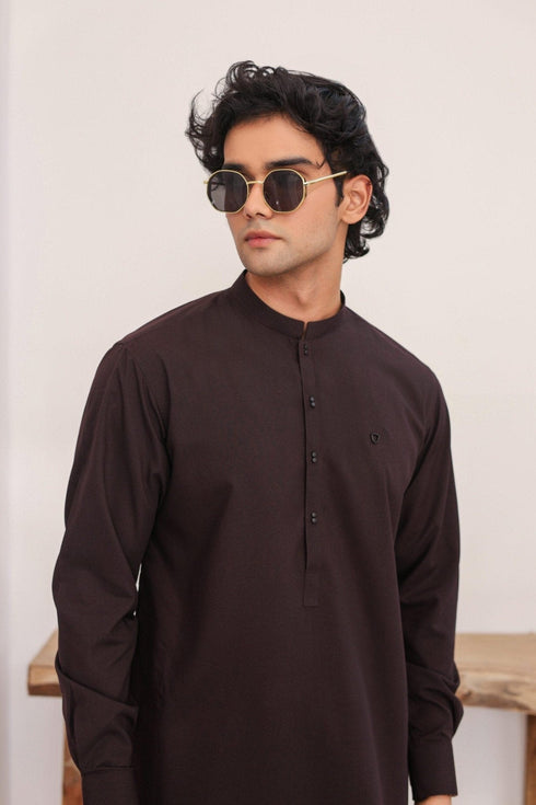 Dark Brown Wash & Wear Shalwar Kameez