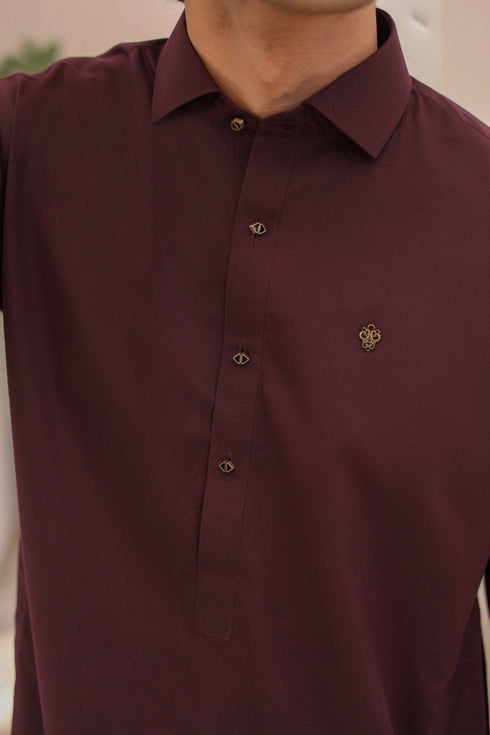 Dark Maroon Wash & Wear Shalwar Kameez