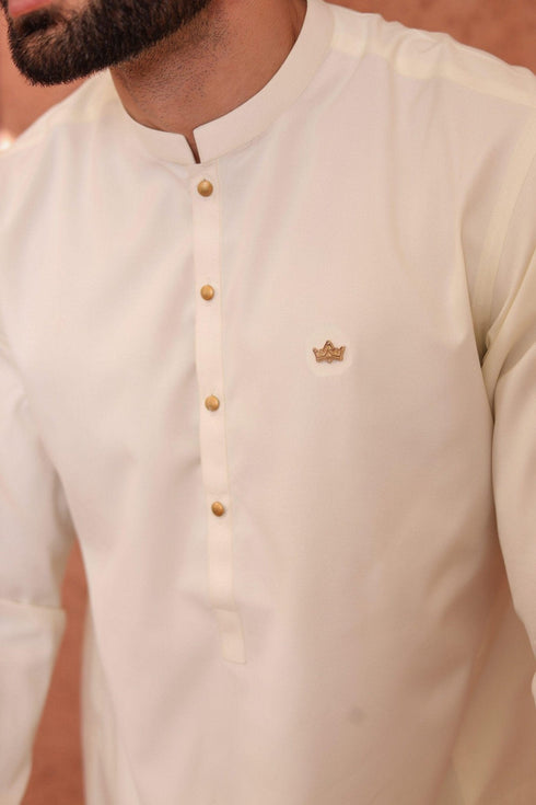 Cream Wash & Wear Shalwar Kameez
