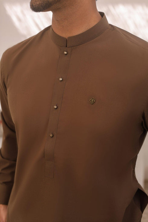 Brown Wash & Wear Shalwar Kameez