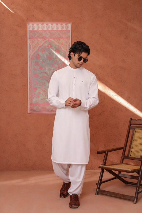 Off White Wash & Wear Shalwar Kameez