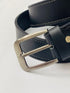 Navy Blue Leather Dress Belt for Men
