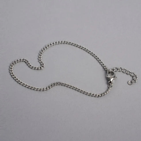 Thin Cuban Curb Link Silver Bracelet