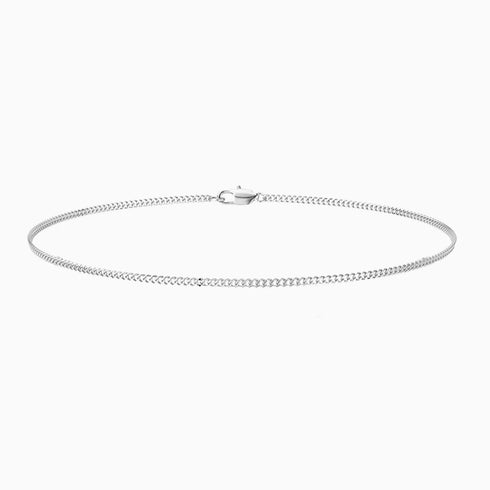 Thin Cuban Curb Link Silver Bracelet