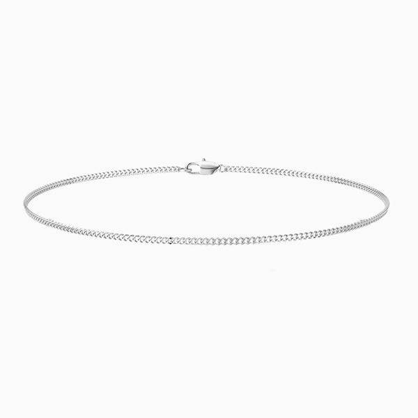 Thin Cuban Curb Link Silver Bracelet