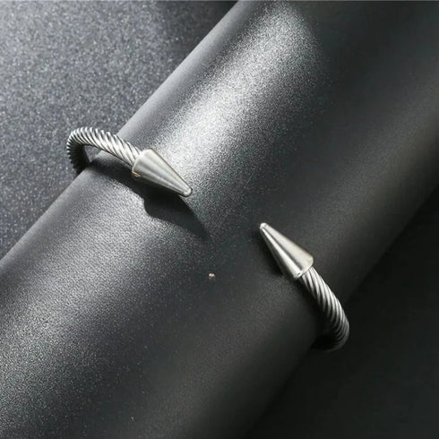 Silver Nail Titanium Steel Open Bracelet