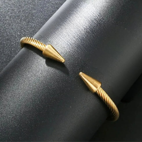 Gold Nail Titanium Steel Open Bracelet
