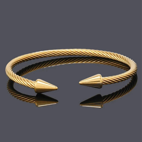 Gold Nail Titanium Steel Open Bracelet