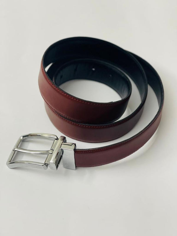 Men Leather Dress Belt - Red
