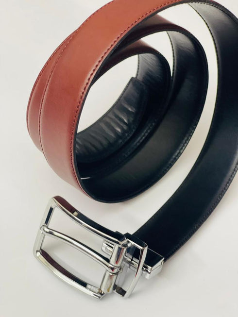 Men Leather Dress Belt - Red