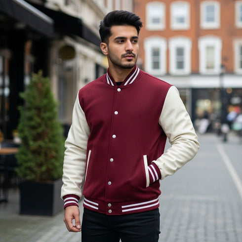 Maroon and White Baseball Jacket