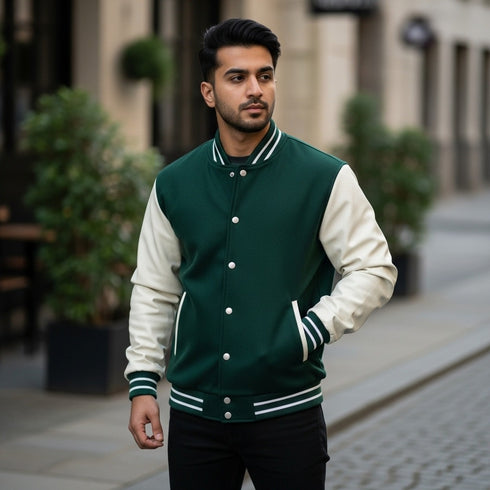 Green and White Baseball Jacket