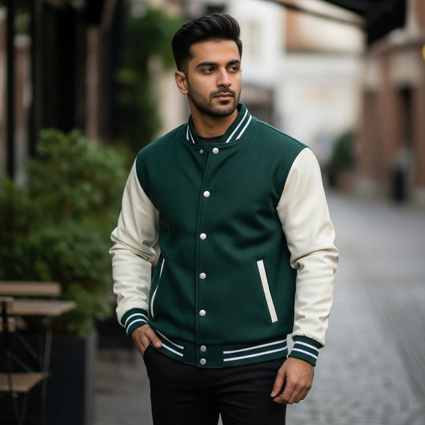 Green and White Baseball Jacket