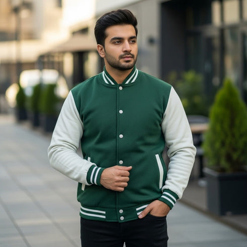 Green and White Baseball Jacket
