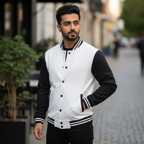 White and Black Baseball Jacket