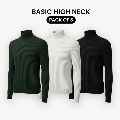 Pack Of 3 Basic High Neck