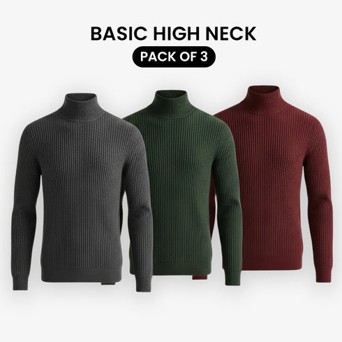 Pack Of 3 Basic High Neck