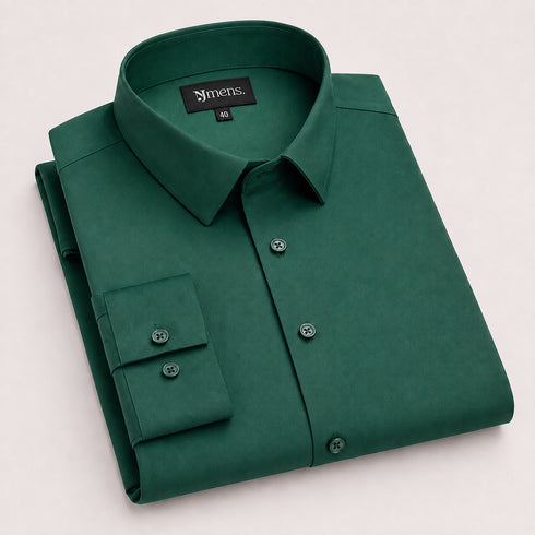 Men Cotton Green Formal Shirt