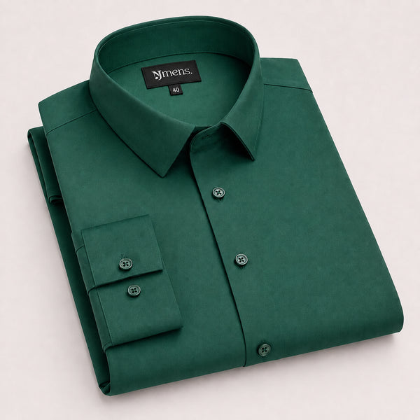 Men Cotton Green Formal Shirt