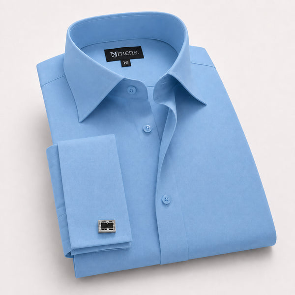 Men Cotton Light Blue Formal Shirt