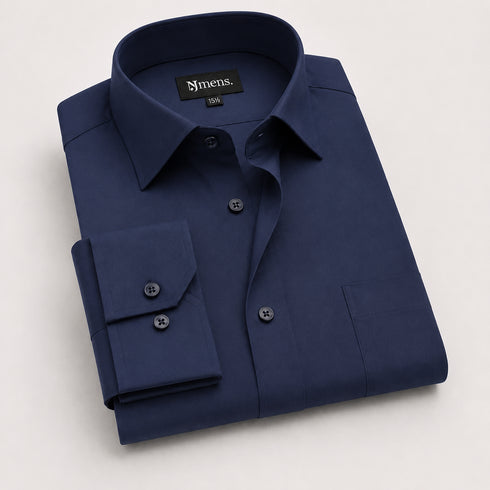 Navy Blue Formal Cotton Shirt