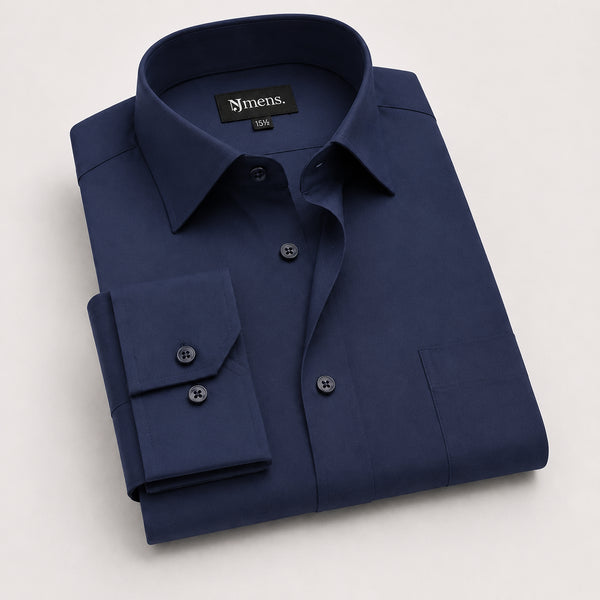 Navy Blue Formal Cotton Shirt